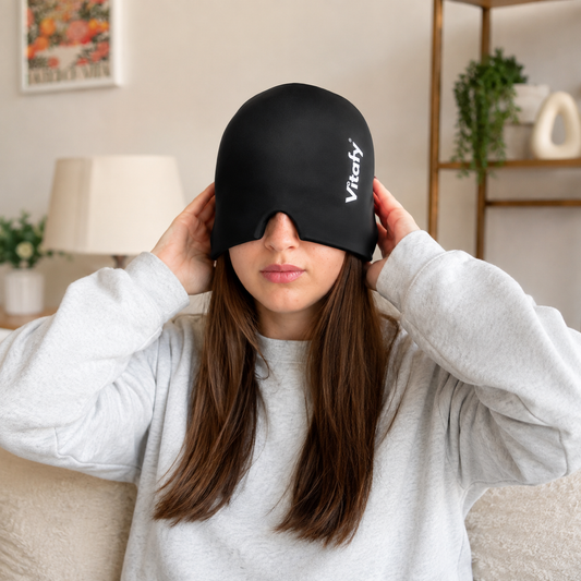 Gorro de Gel Frío/Calor 360° Vitafy - lifestyle usando